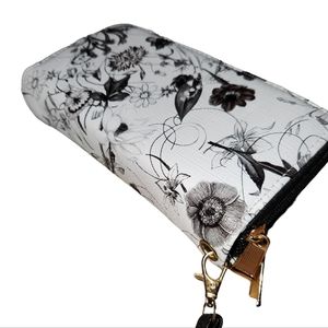Black & White w/Gold Hardware Floral Spring Two Zipper Wallet - NWOT